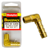 HOSE TAIL ELBOW – MALE – BRASS – 90° – 3/8 x 1/4″ HC37