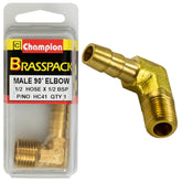 HOSE TAIL ELBOW – MALE – BRASS – 90° – 1/2 x 1/2″ HC41