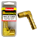 HOSE TAIL ELBOW – MALE – BRASS – 90° – 1/2 x 1/2″ HC42