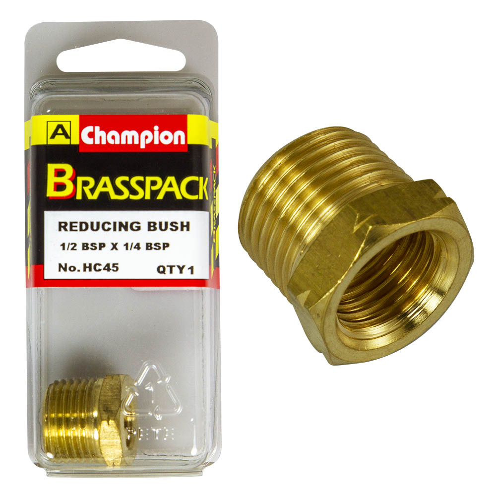 REDUCING BUSH – BRASS – 1/2 to 1/4″ HC45