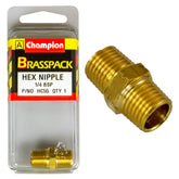 HEX NIPPLE – BRASS – 1/4″ HC55