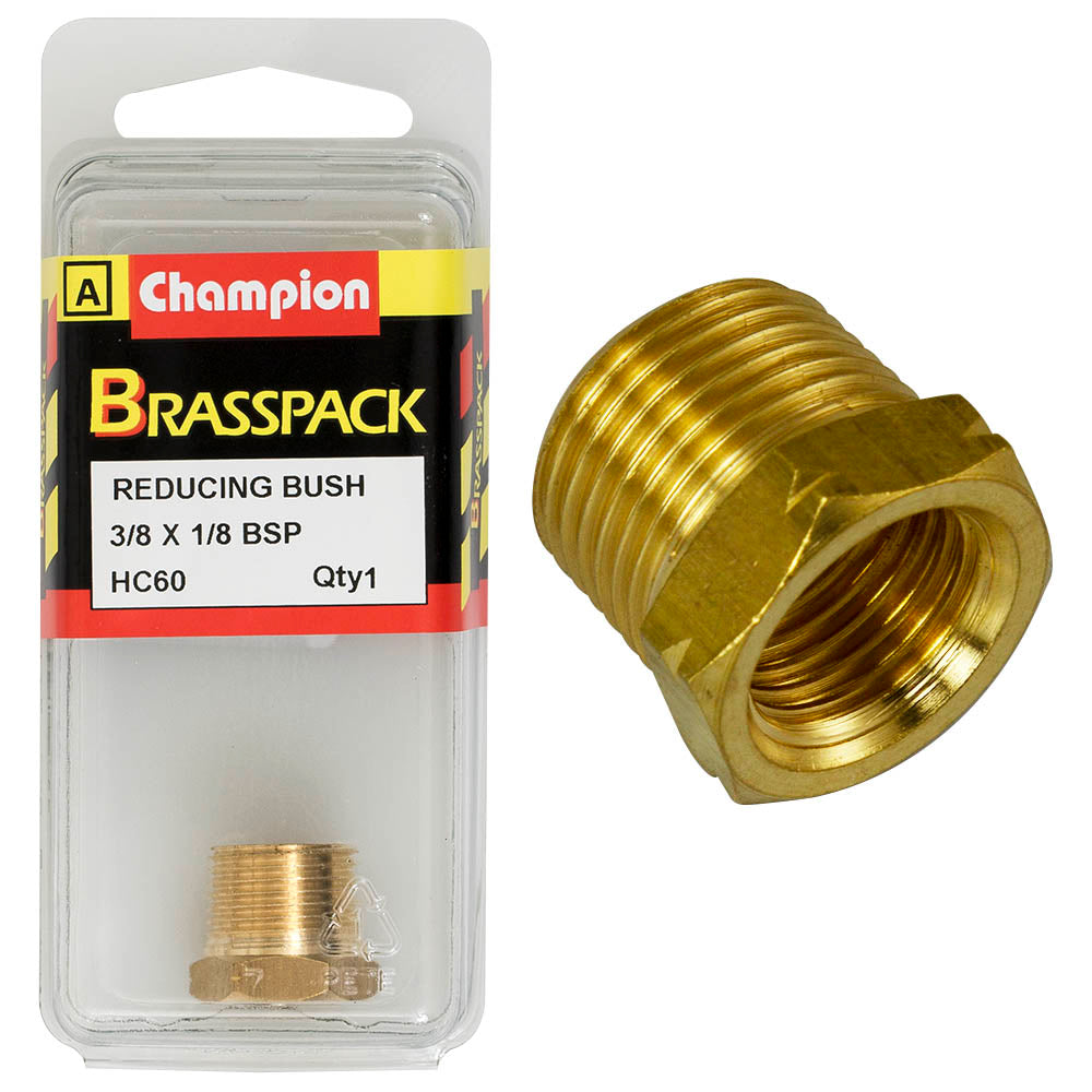 REDUCING BUSH – BRASS – 3/8 to 1/8″ HC60