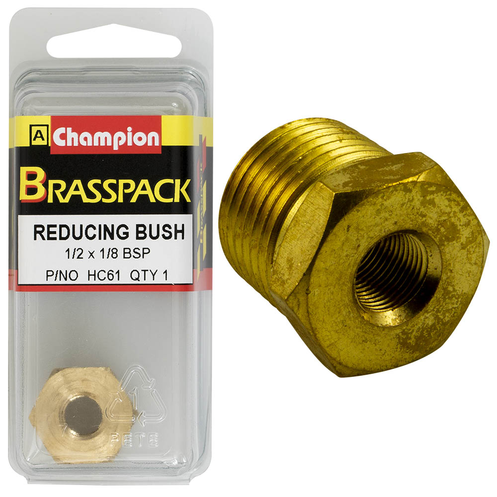 REDUCING BUSH – BRASS – 1/2 to 1/8″ HC61