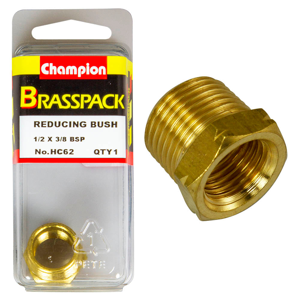 REDUCING BUSH – BRASS – 1/2 to 3/8″ HC62