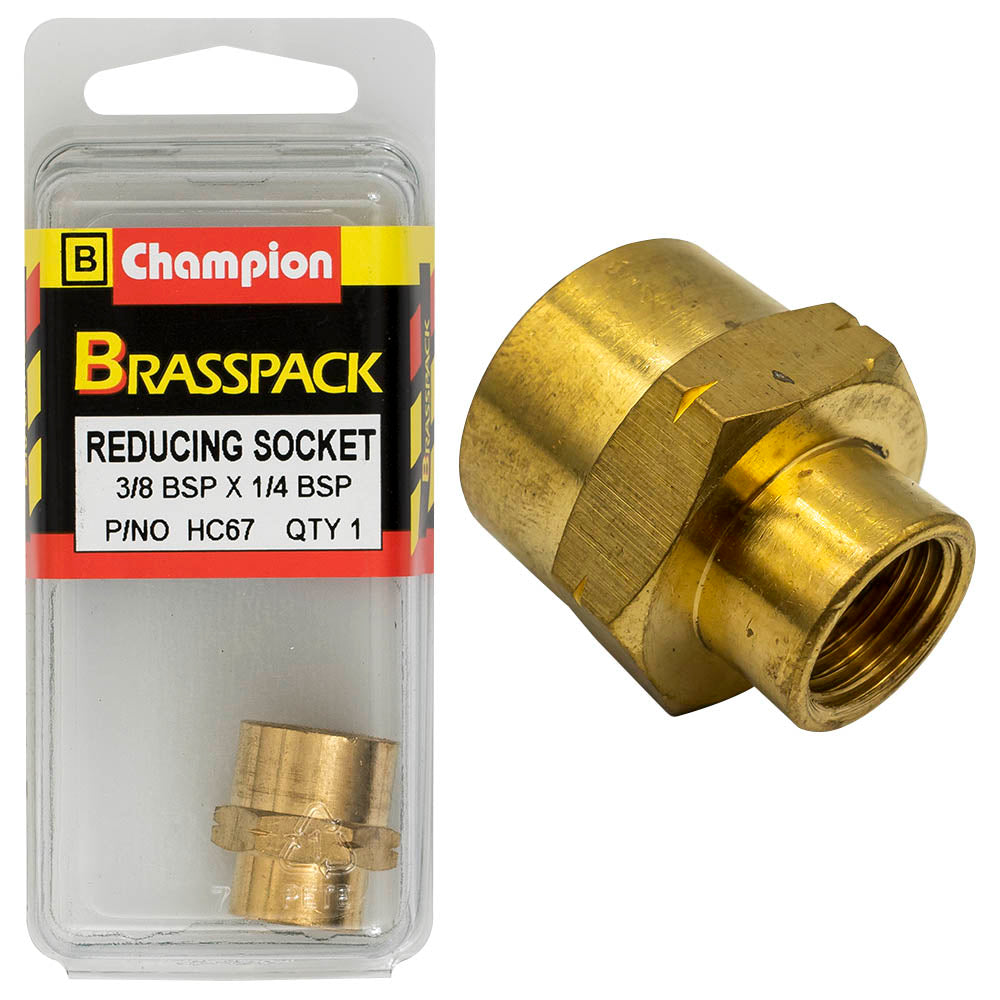 HEX REDUCING SOCKET – BRASS – 3/8 to 1/4″ HC67