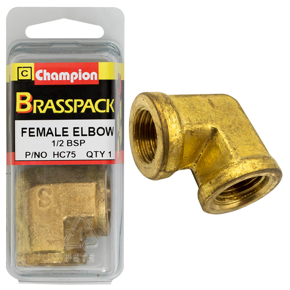 ELBOW – FEMALE – BRASS – 1/2″ BSP HC75