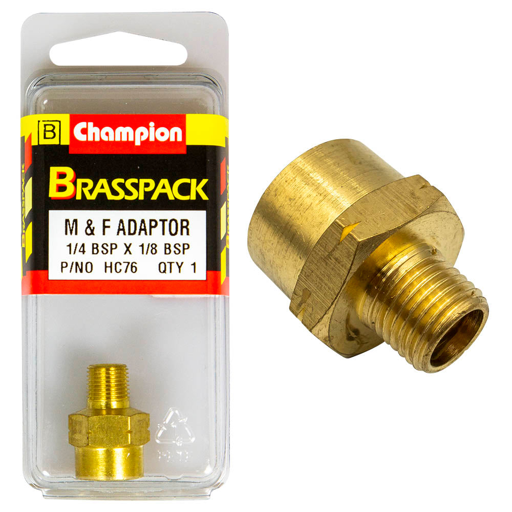 ADAPTOR – M & F – BRASS – 1/4 x 1/8″ HC76