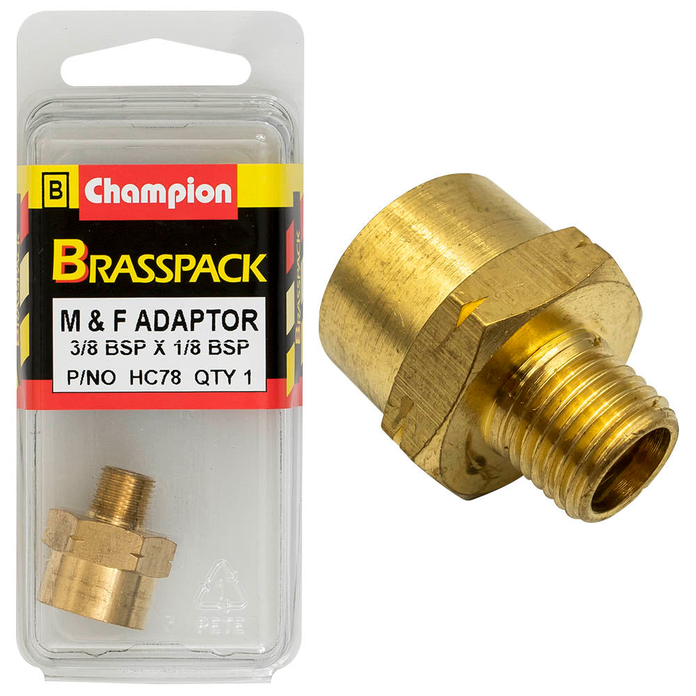 ADAPTOR – M & F – BRASS – 3/8 x 1/8″ HC78