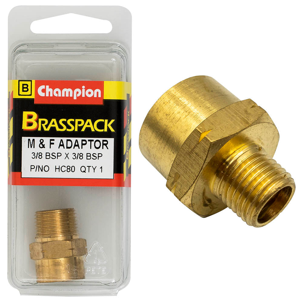 ADAPTOR – M & F – BRASS – 3/8 x 3/8″ HC80