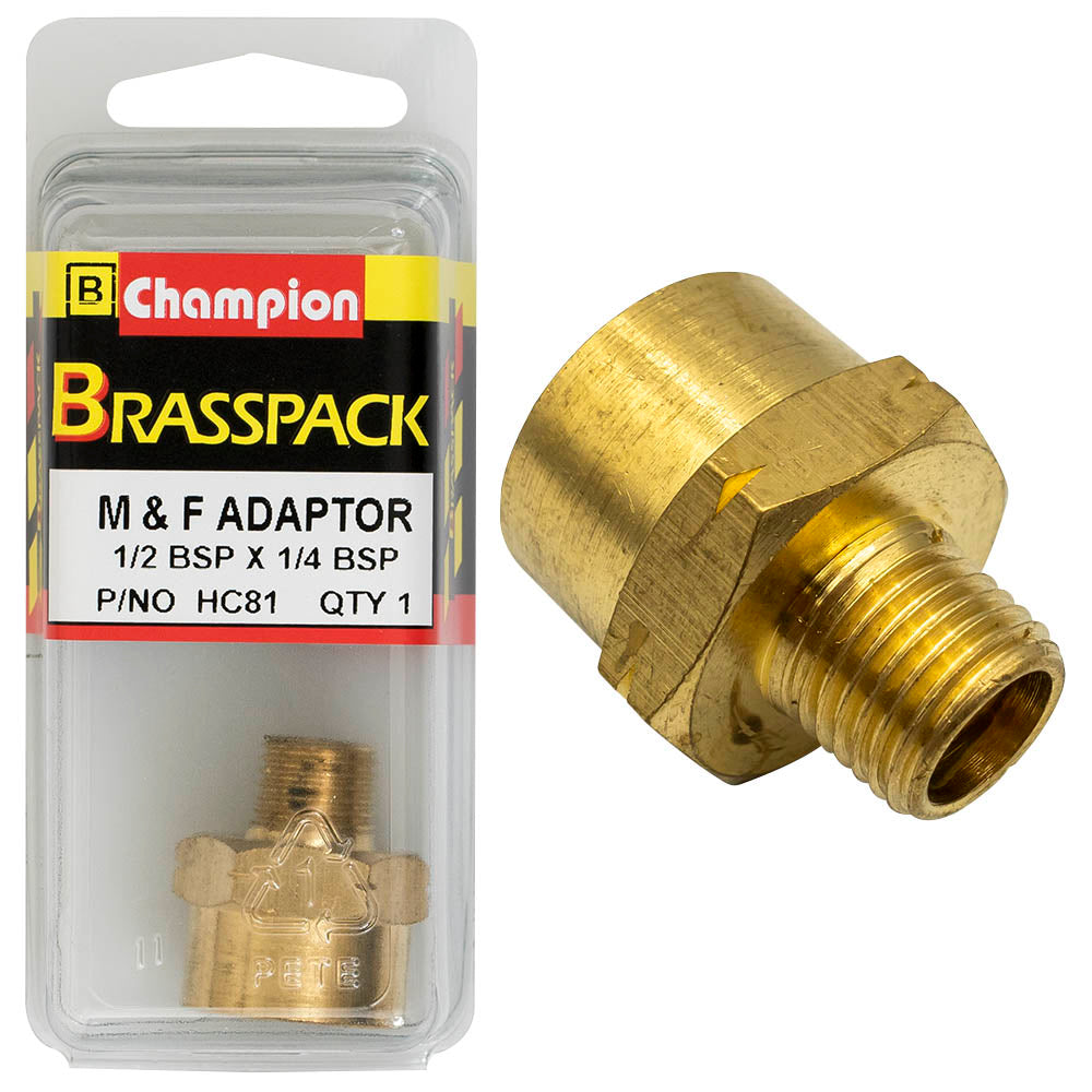 ADAPTOR – M & F – BRASS – 1/2 x 1/4″ HC81