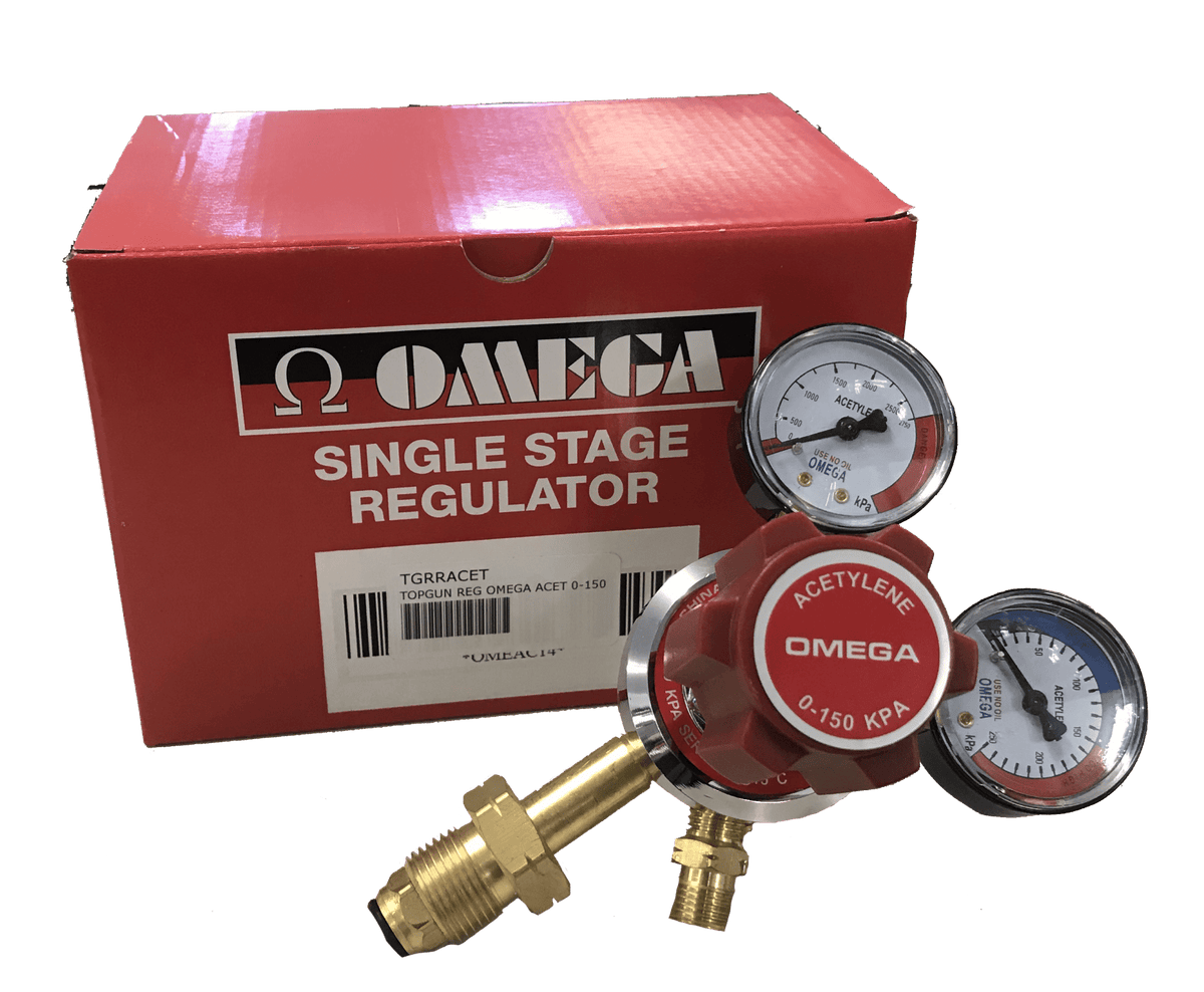 TOPGUN OMEGA ACETYLENE TWIN GAUGE GAS REGULATOR TGRRACET