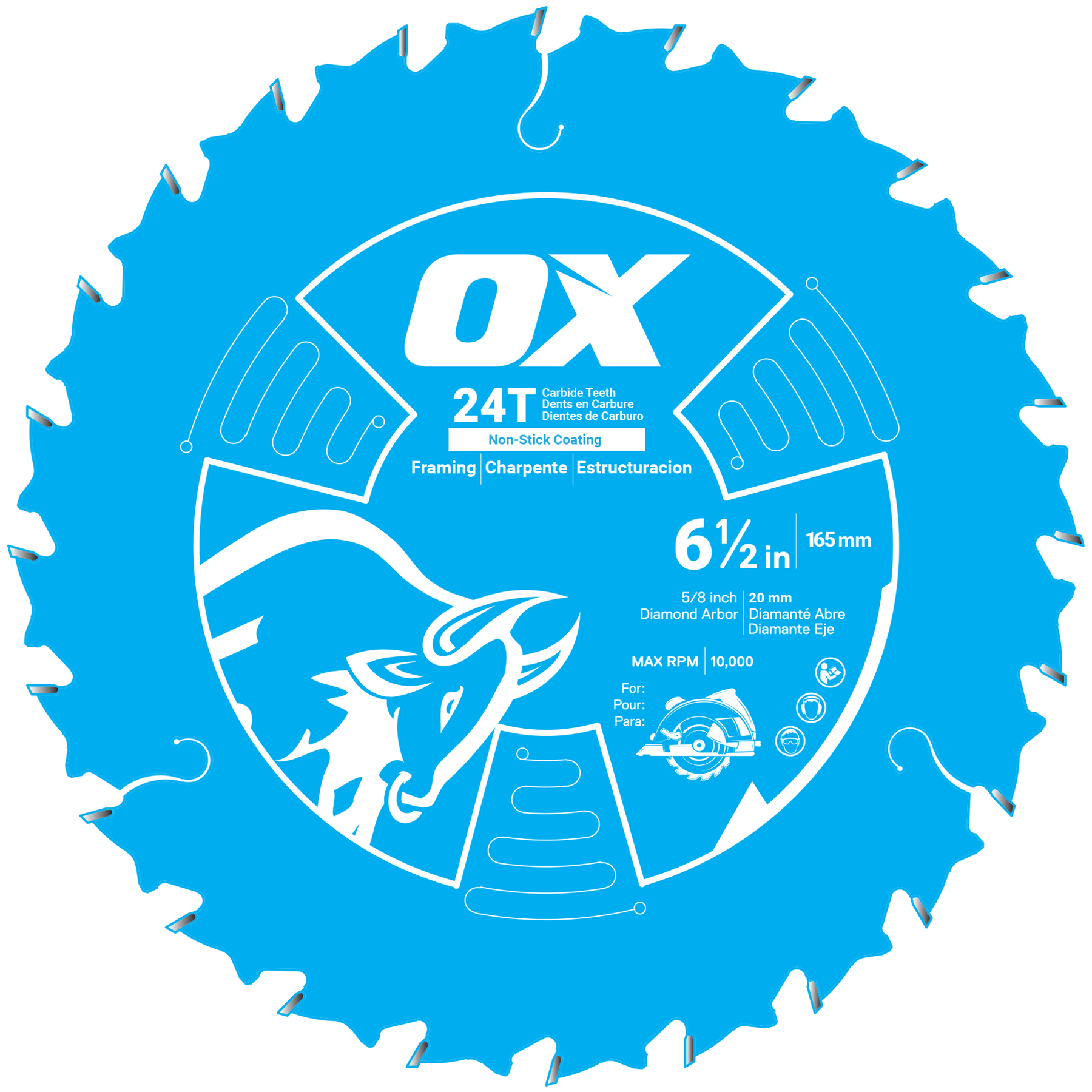 OX Pro Wood Cutting 40T Tooth Coated Saw Blade – 216mm