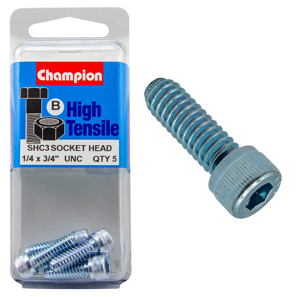 Champion High Tensile 1/4 x 3/4 UNC Socket Head