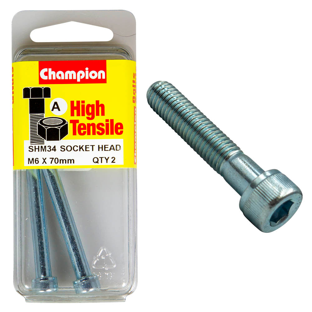 Champion High Tensile M6 x 70mm Socket Head