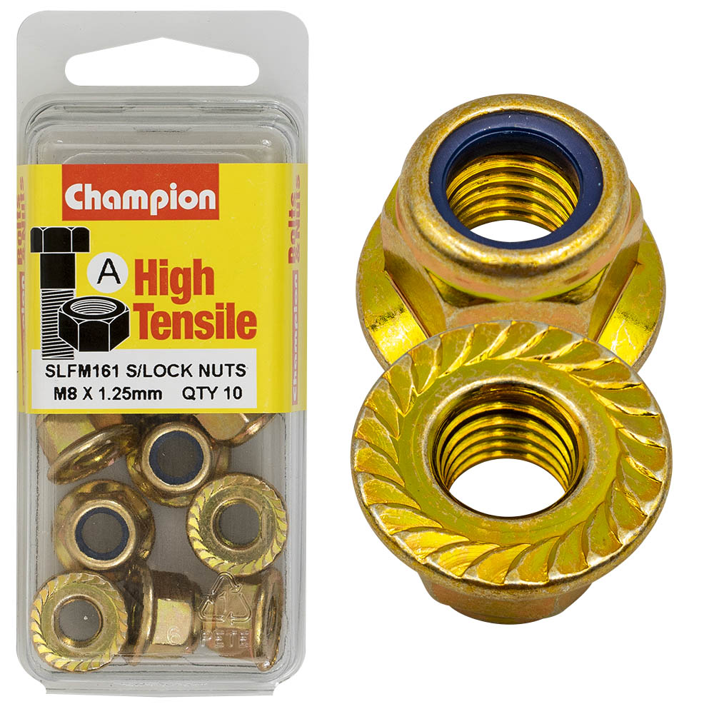 Champion High Tensile M8 x 1.25mm Flange Locknut