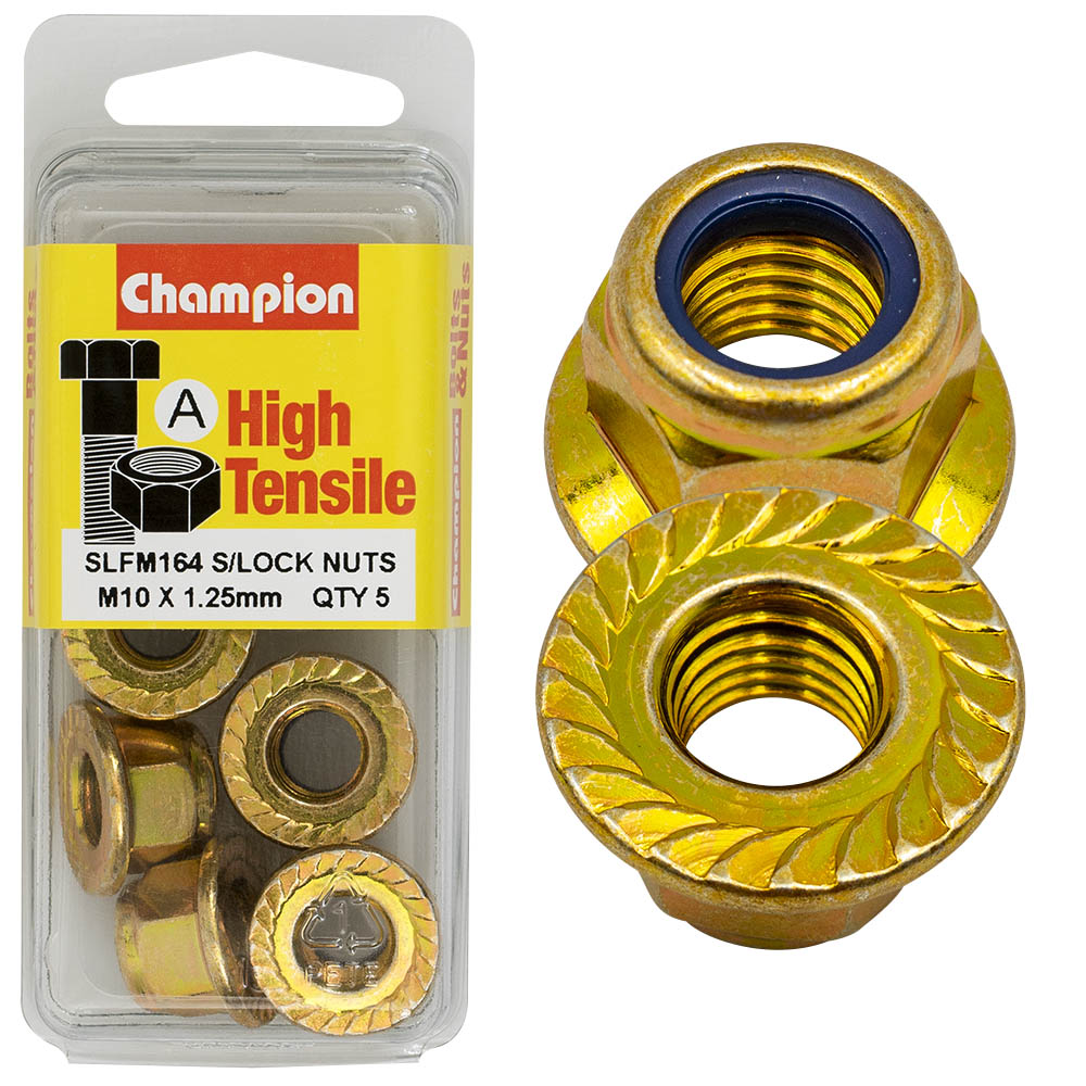 Champion High Tensile M10 x 1.25mm Flange Locknut