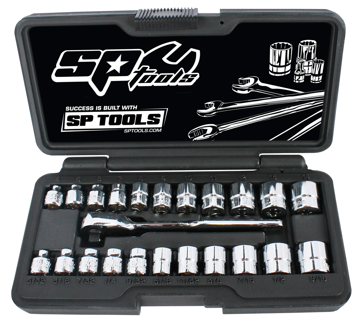 SP Tools Socket Set 1/4" Metric SAE 23pc Low Profile SP20121