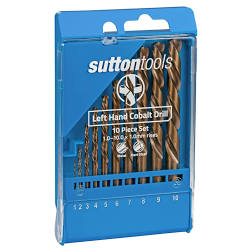 Sutton Tools - Drill Set - Left Hand Jobber - Cobalt - 10 Piece -D202LH10M