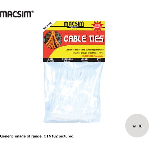 3.6mmx140mm NEUTRAL CABLE TIES PK 100