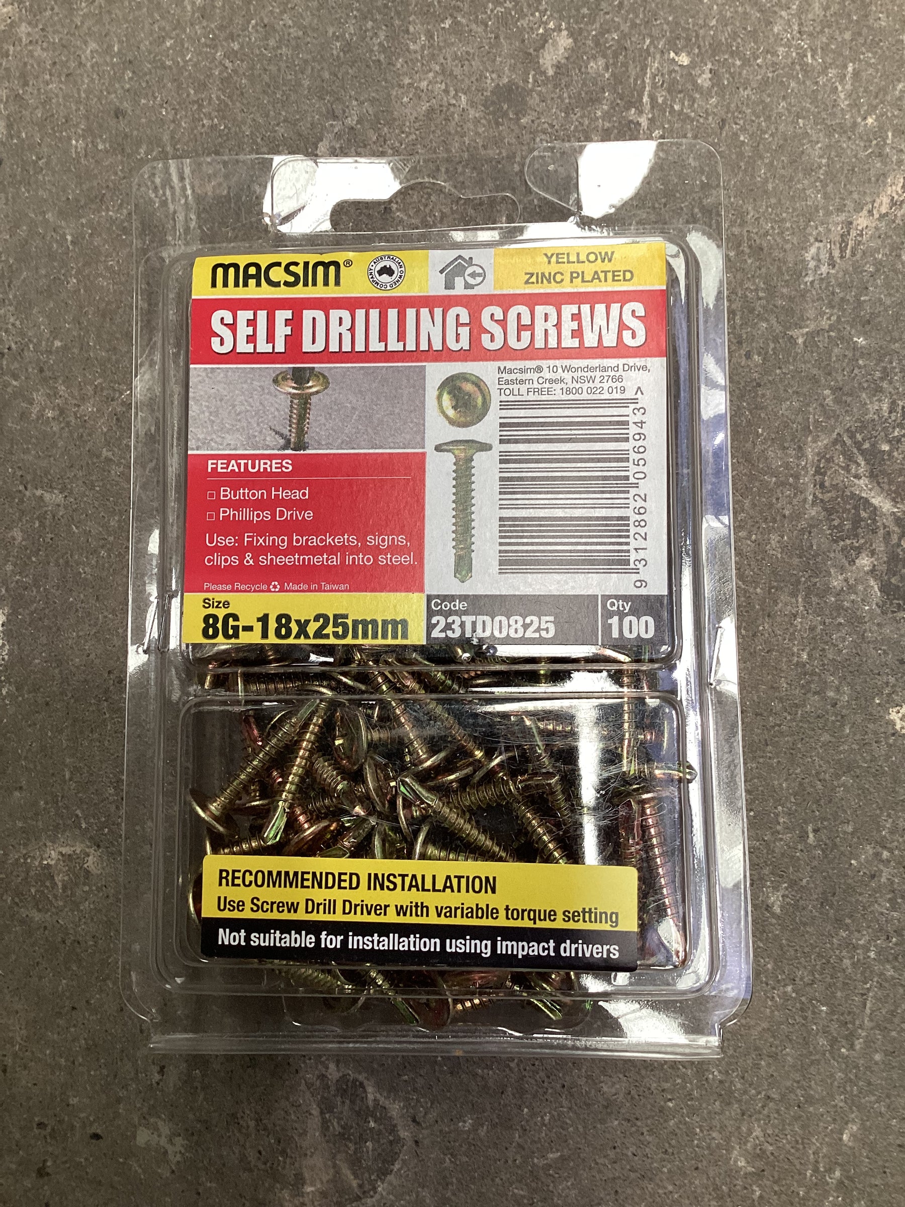 8G-18x25mm Self Drilling Screws - button head