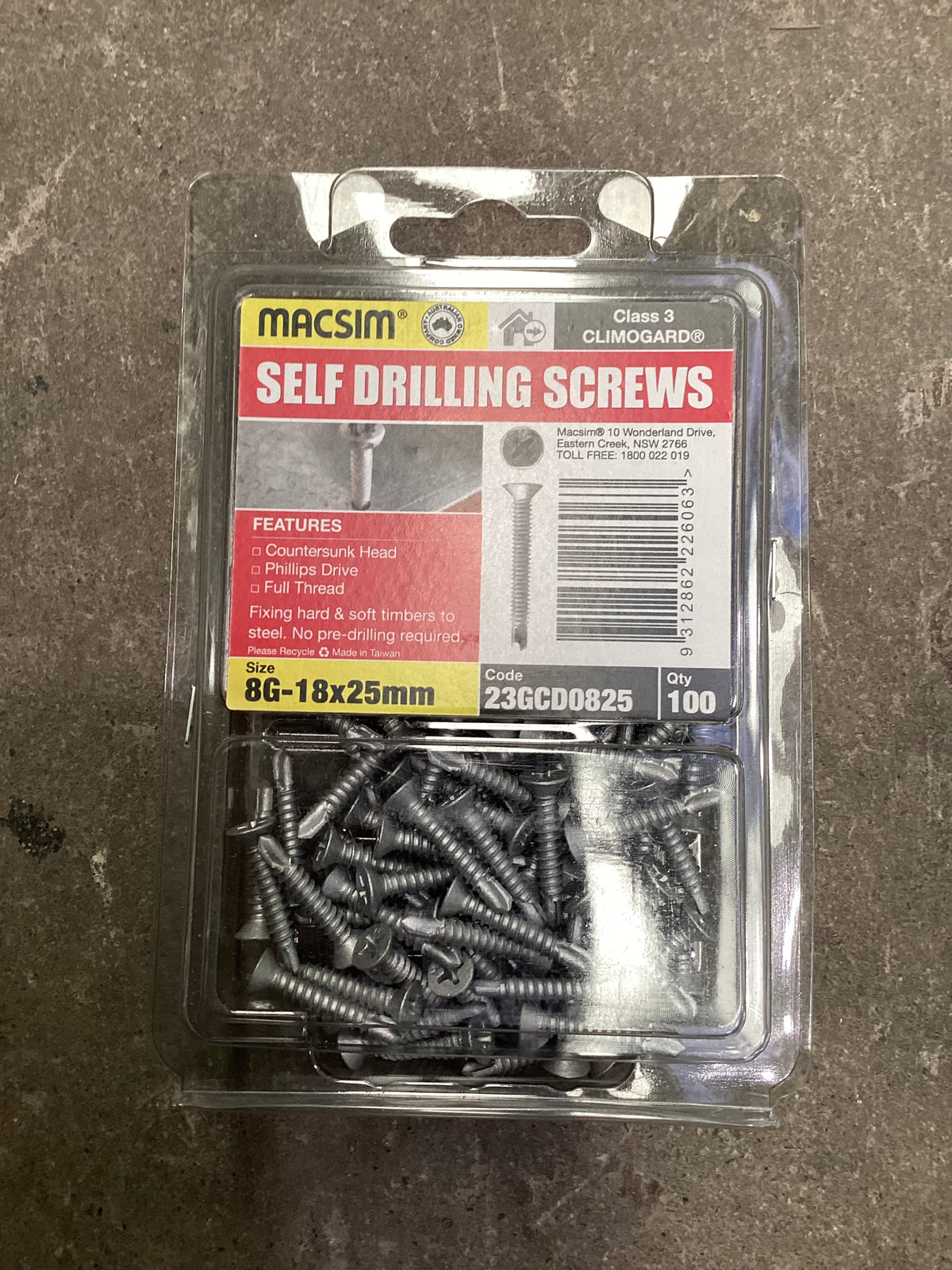 8G-18x25mm Self Drilling Screws - countersunk head