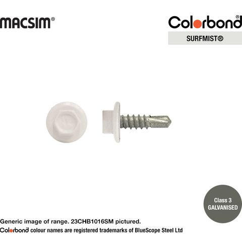 Roofing self drilling screws 10g-16x16mm Surfmist box